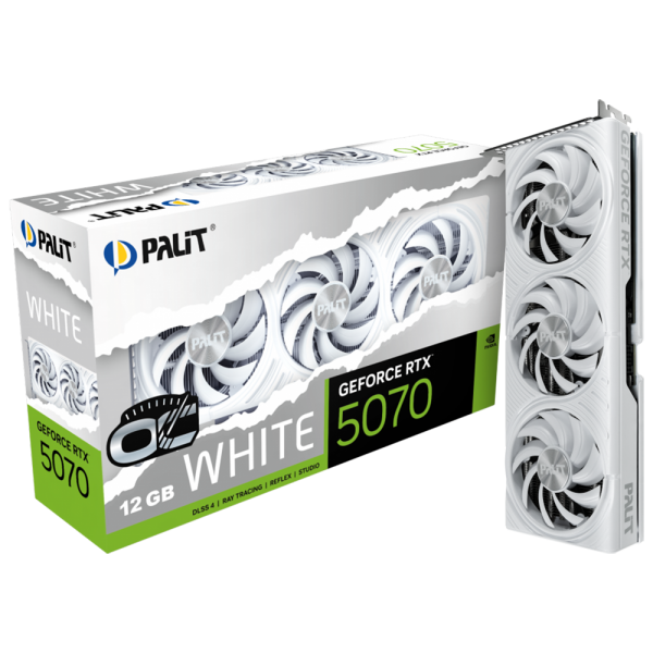 Видеокарта Palit RTX5070 WHITE OC 12GB GDDR7 192bit 3xDP HDMI 3FAN RTL