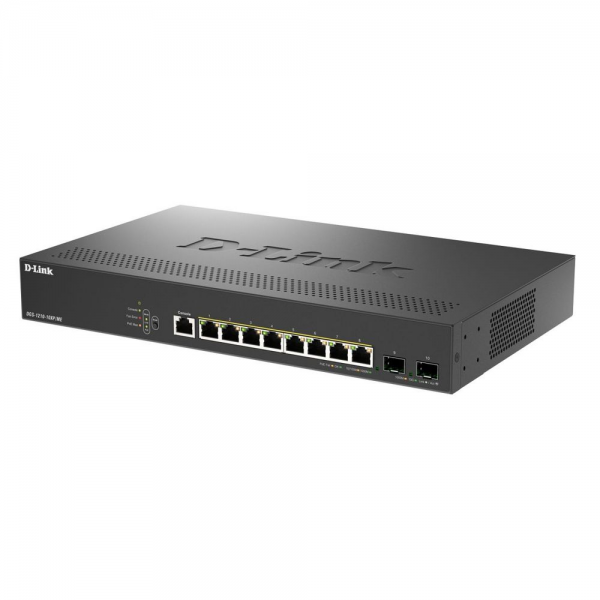Коммутатор D-Link DGS-1210-10XP/ME/C1A Управляемый L2 коммутатор с 8 портами 10/100/1000Base-T и 2 портами 10GBase-X SFP+ (8 портов PoE 802.3af/at, PoE-бюджет 240 Вт)