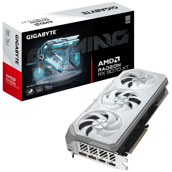 Видеокарта Gigabyte RX9070XT GAMING OC ICE 16GB GDDR6 256bit 2xDP 2xHDMI 3FAN RTL