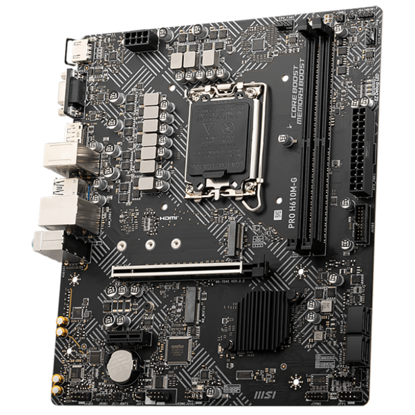Материнская плата MSI PRO H610M-G H610, LGA1700, 2*DDR5, 1*PCIEx16, 1*PCIEx1, 1*M.2, 4*USB3.2Gen1, 6*USB2.0, 4*SATA3.0, 1G, VGA, DP, HDMI, M-ATX, BULK