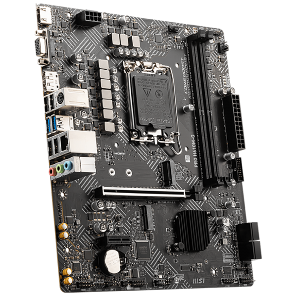 Материнская плата MSI PRO H610M-G H610, LGA1700, 2*DDR5, 1*PCIEx16, 1*PCIEx1, 1*M.2, 4*USB3.2Gen1, 6*USB2.0, 4*SATA3.0, 1G, VGA, DP, HDMI, M-ATX, BULK