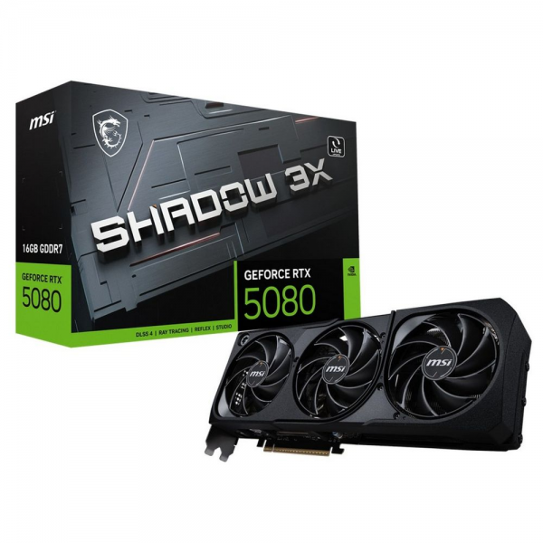 Видеокарта MSI RTX5080 SHADOW 3X 16GB GDDR7 256bit 3xDP HDMI 3FAN RTL