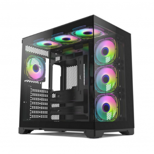 Корпус для ПК Forza FZ-G42A Seaview TG ATX Case, black, w/o psu, Tempered glass front panel, 1x3,5