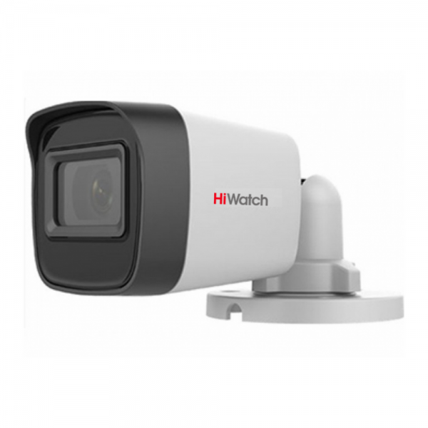 5Мп уличная HD-TVI камера HiWatch DS-T500(C) (2.4mm) с EXIR-подсветкой до 30м, металл TVI Камера, цилиндрическая