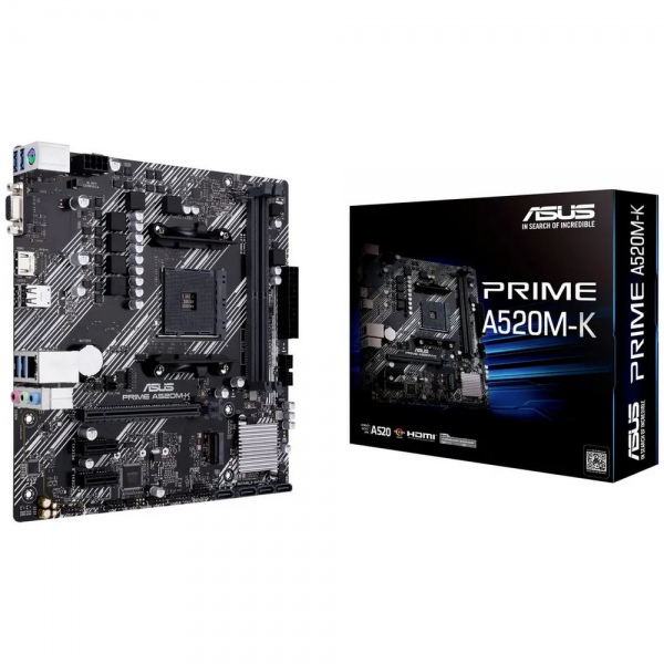 Материнская плата ASUS Bad Pack PRIME A520M-K AM4 mATX 2xDDR4 PCI-Ex16 2xPCI-Ex1 M.2 HDMI VGA GLAN {10} bp