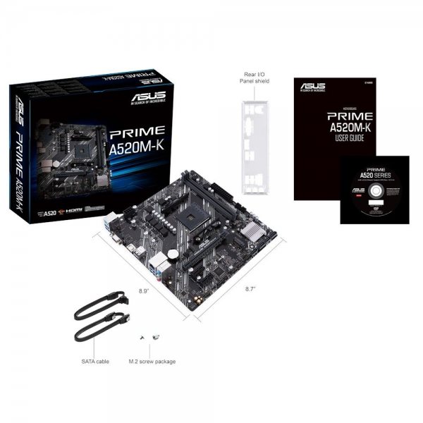 Материнская плата ASUS Bad Pack PRIME A520M-K AM4 mATX 2xDDR4 PCI-Ex16 2xPCI-Ex1 M.2 HDMI VGA GLAN {10} bp
