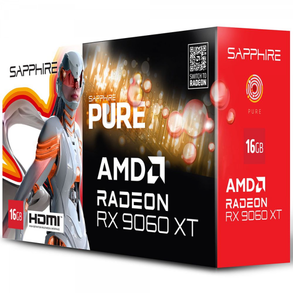 Видеокарта Sapphire RX9060XT PURE OC 16GB GDDR6 128bit DP 2xHDMI 2FAN RTL