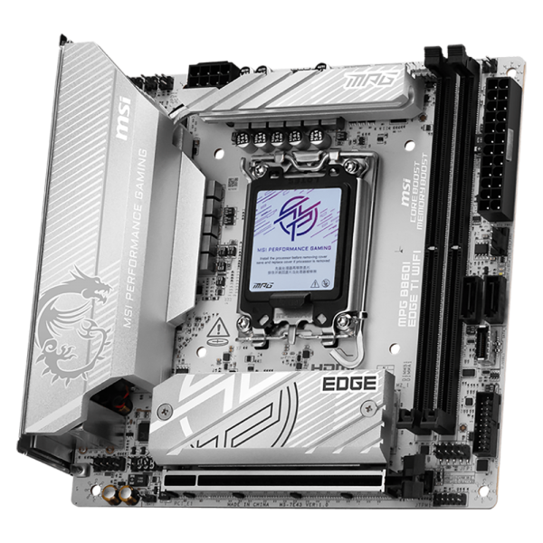 Материнская плата MSI MPG B860I EDGE TI WIFI B860, LGA1851, 2*DDR5, 1*PCIEx16, 2*M.2, 2*TypeC, 1*USB3.2Gen2, 6*USB3.2Gen1, 2*USB2.0, 2*SATA3.0, 2.5G, Type-C(DP), HDMI, ITX, RTL