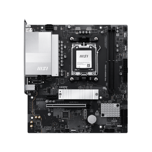 Материнская плата MSI PRO B850M-B GEN4 B850, AM5, 2*DDR5, 1*PCIEx16, 1*PCIEx1, 2*M.2, 1*TypeC, 4*USB3.2Gen1, 6*USB2.0, 4*SATA3.0, 2.5G, DP, HDMI, M-ATX, RTL