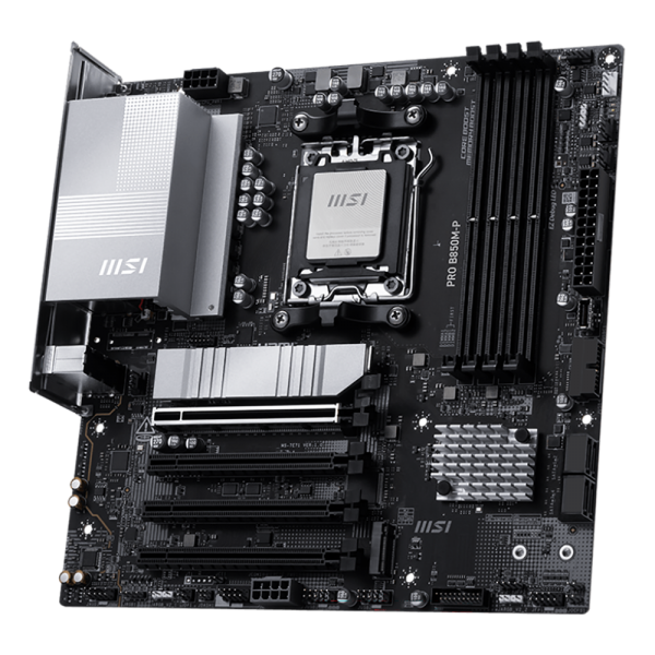 Материнская плата MSI PRO B850M-P B850, AM5, 4*DDR5, 4*PCIEx16, 3*M.2, 2*TypeC, 1*USB3.2Gen2, 6*USB3.2Gen1, 8*USB2.0, 4*SATA3.0, 5G, DP, HDMI, M-ATX, RTL