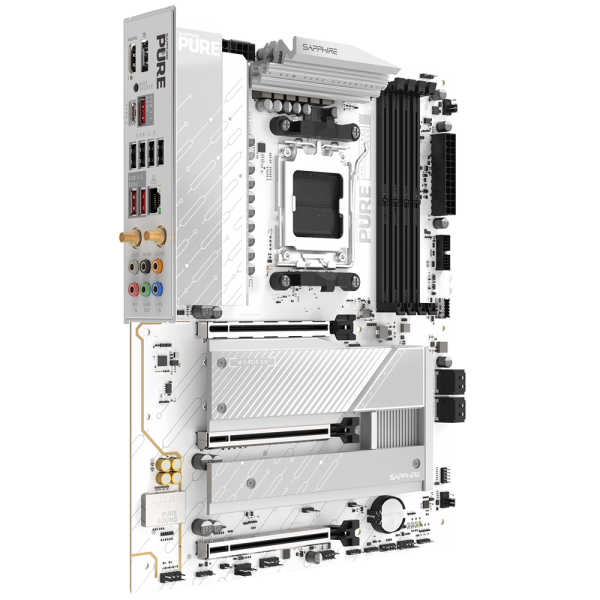 Материнская плата Sapphire B850A PURE WIFI7 B850, AM5, 4*DDR5, 3*PCIEx16, 3*M.2, 2*TypeC, 3*USB3.2Gen2, 2*USB3.2Gen1, 6*USB2.0, 4*SATA3.0, 2.5G, DP, HDMI, ATX, RTL