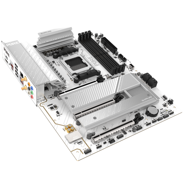 Материнская плата Sapphire B850A PURE WIFI7 B850, AM5, 4*DDR5, 3*PCIEx16, 3*M.2, 2*TypeC, 3*USB3.2Gen2, 2*USB3.2Gen1, 6*USB2.0, 4*SATA3.0, 2.5G, DP, HDMI, ATX, RTL