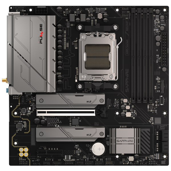 Материнская плата Sapphire B850M PULSE WIFI B850, AM5, 4*DDR5, 1*PCIEx16, 1*PCIEx4, 2*M.2, 2*TypeC, 4*USB3.2Gen1, 10*USB2.0, 4*SATA3.0, 2.5G, DP, HDMI, M-ATX, RTL