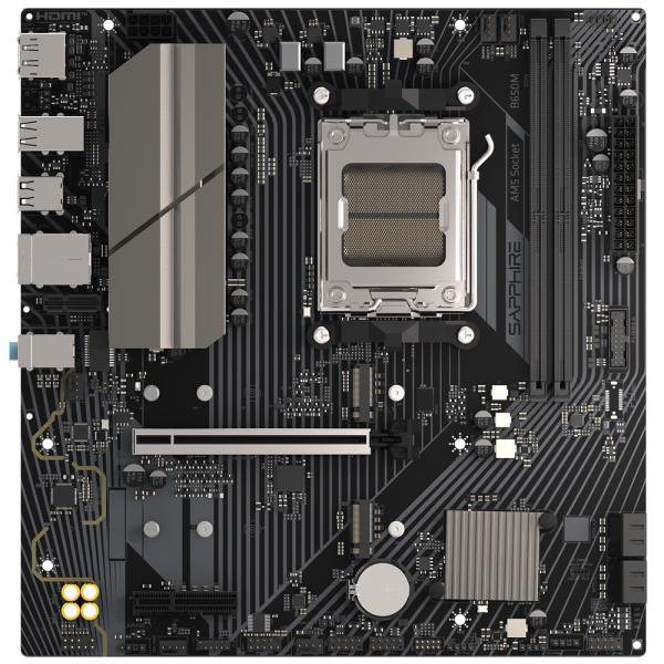 Материнская плата Sapphire B650M-E B650, AM5, 2*DDR5, 1*PCIEx16, 1*PCIEx4, 2*M.2, 4*USB3.2Gen1, 10*USB2.0, 4*SATA3.0, 2.5G, DP, HDMI, M-ATX, RTL