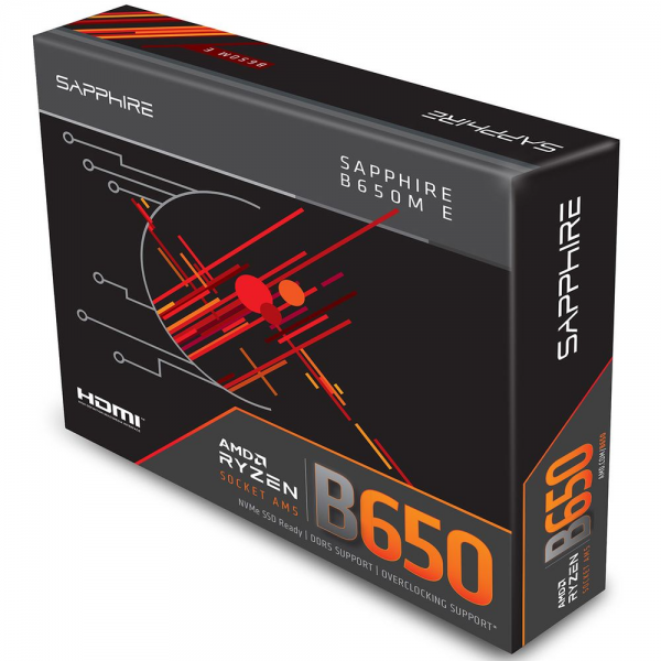 Материнская плата Sapphire B650M-E B650, AM5, 2*DDR5, 1*PCIEx16, 1*PCIEx4, 2*M.2, 4*USB3.2Gen1, 10*USB2.0, 4*SATA3.0, 2.5G, DP, HDMI, M-ATX, RTL
