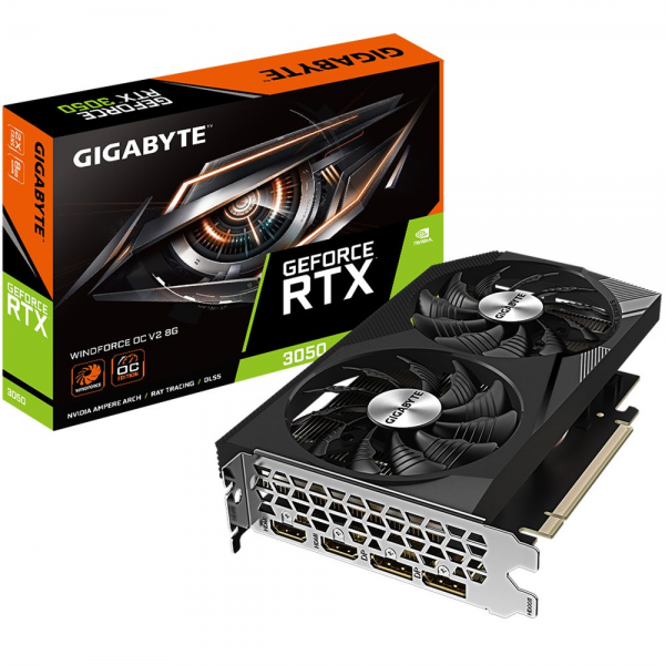 Видеокарта Gigabyte Badpack RTX3050 WINDFORCE OC V2 8GB GDDR6 128bit 2xDP 2xHDMI 2FAN RTL bp