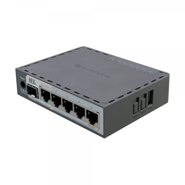 HEX S(2025), 2core (950 МГц), 5х 1G RJ45, SFP, USB, PoE