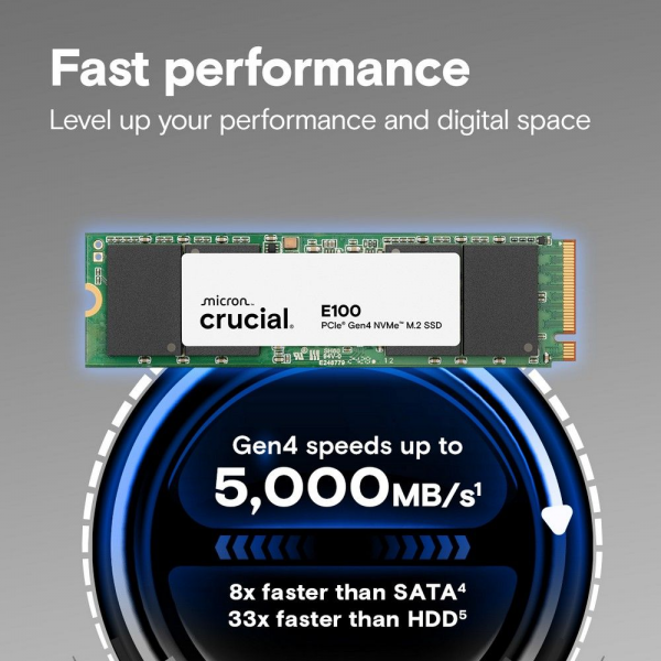 Твердотельный накопитель SSD Crucial M.2 2280 E100 PCIe 4.0 x4 2TB CT2000E100SSD8