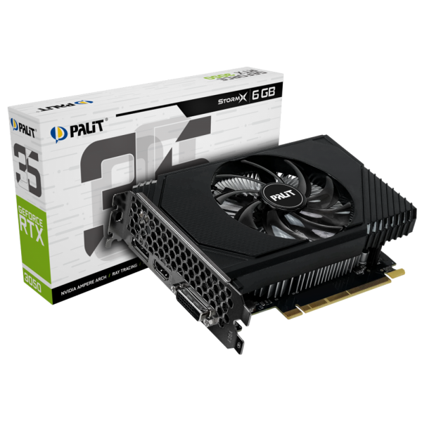 Видеокарта Palit Bad Pack RTX3050 STORMX 6GB GDDR6 96bit DVI DP HDMI 1FAN ITX RTL bp
