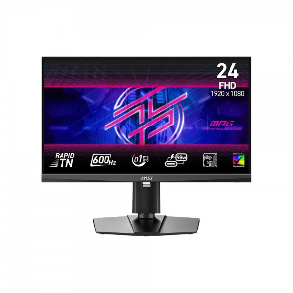 Монитор 24.1" MSI MPG 242R X60N Rapid TN, 1920x1080, 600Hz, 0,1ms, 350сd/m, 1000:1, HDR10 | 2xHDMI(2.1), DP(1.4a), Type-C(PD-98W), 3xUSB2.0 | HAS, Pivot, Swivel, InPSU, Vesa 100, Black