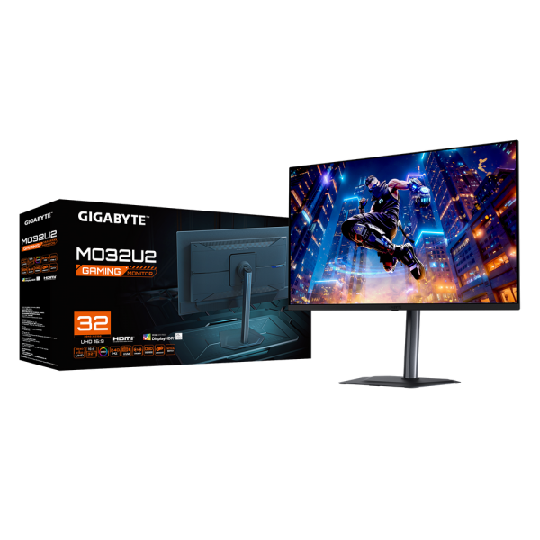 Монитор 31.5" Gigabyte MO32U2 EK Black (31,5 "QD-OLED, 3840 x 2160, 240Hz, 2xHDMI 2.1, DP 1.4, 3xUSB 3.2, USB Type-C (18Вт), 0,03 ms,178°/178°, 250 нит (типичная), 1000 нит (пиковая), 1,5 М:1, Pivot)
