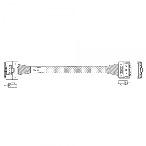 Кабель DiliVing DLSL74-8821 Slimline SASx8 (SFF8654) -to- Slimline SASx8 (SFF8654) , 85ohm, PCIe Gen4, 100CM