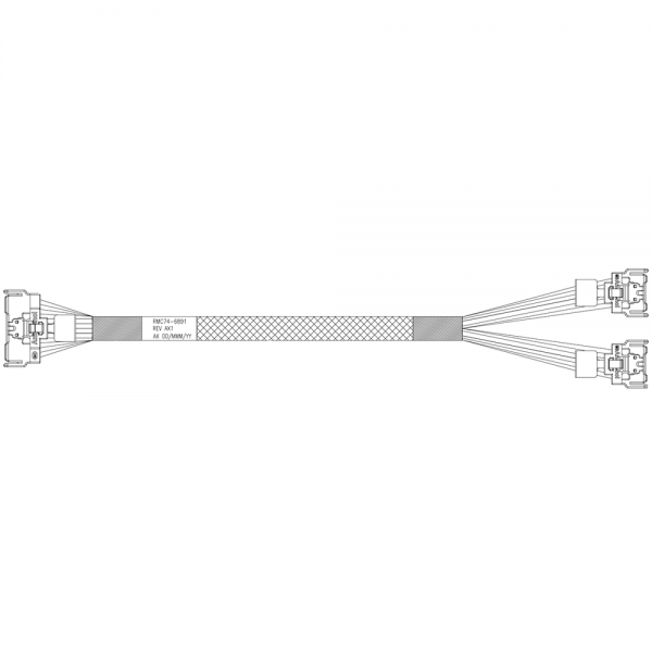 Кабель Amphenol RMC74-6891 Cable MCIO x8 74P (прямой) -TO- 2*MCIO x4 38P (прямой) , 85 Ohm, PCIe 5.0, L:70cm