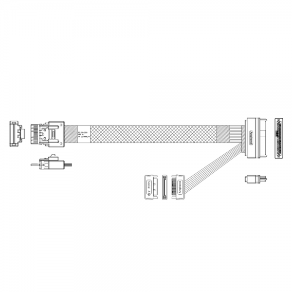 Кабель Amphenol RSL38-2309 Slimline SASx4 -to- U.2 (SFF8639), 85 Ohm, PCIe Gen3, 75СM