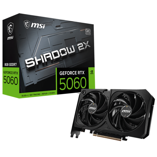 Видеокарта MSI RTX5060 SHADOW 2X OC MAX 8GB GDDR7 128bit 3xDP HDMI 2FAN RTL