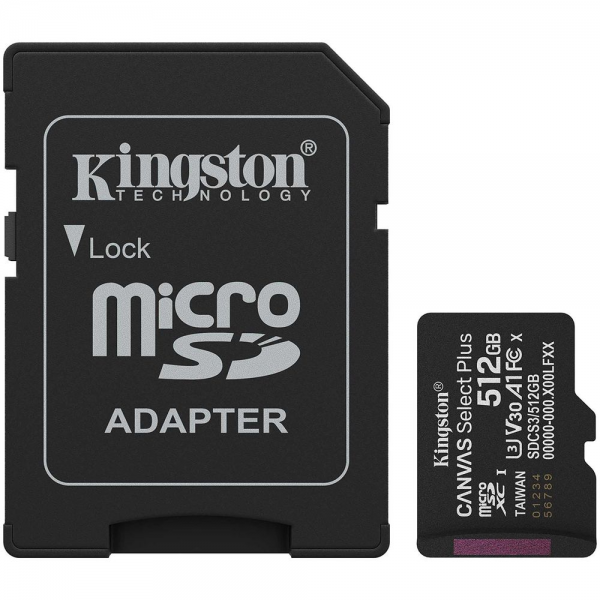 Карта памяти Kingston microSDXC 512GB Canvas Select Plus SDCS3/512GB