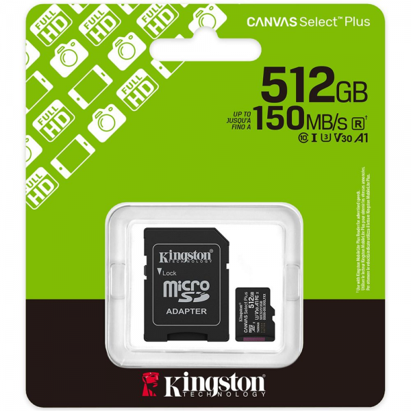 Карта памяти Kingston microSDXC 512GB Canvas Select Plus SDCS3/512GB