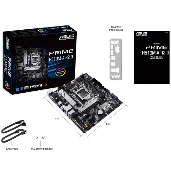 Материнская плата ASUS PRIME H510M-A R2.0 LGA1200 mATX 2xDDR4 PCIEx16 2xPCIEx1 M.2 DP HDMI VGA GLAN