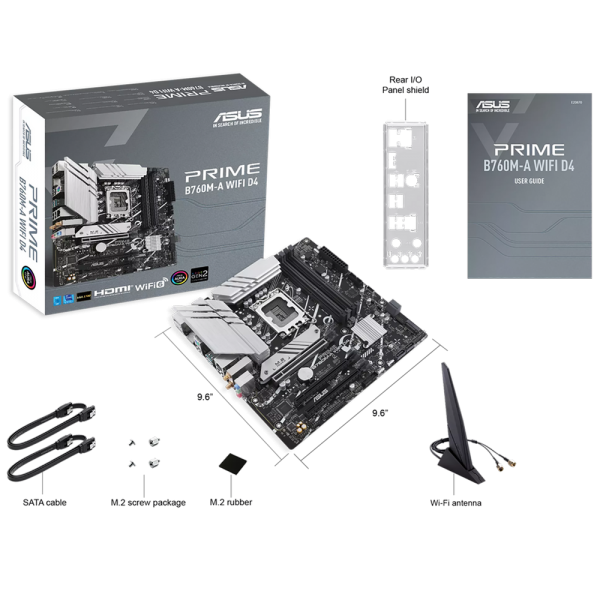 Материнская плата ASUS PRIME B760M-A WIFI D4 LGA1700 mATX 4xDDR4 3xPCIEx16 2xM.2 DP 2xHDMI 2.5GLAN WiFi 6