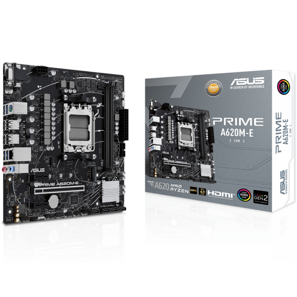 Материнская плата ASUS PRIME A620M-E-CSM AM5 mATX 2xDDR5 PCIEx16 2xPCIEx1 M.2 DP HDMI VGA GLAN