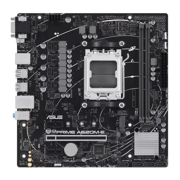 Материнская плата ASUS PRIME A620M-E-CSM AM5 mATX 2xDDR5 PCIEx16 2xPCIEx1 M.2 DP HDMI VGA GLAN