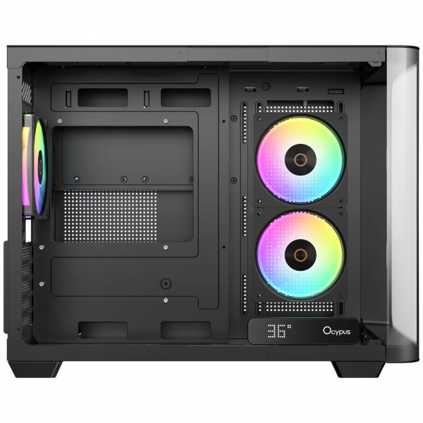 Корпус для ПК Ocypus Iota-C50-BKD300CD-GL Case Iota C50 BK Curve ARGB Digital mATX /win /black / 3 ARGB fans/ no PSU / Tempered Glass
