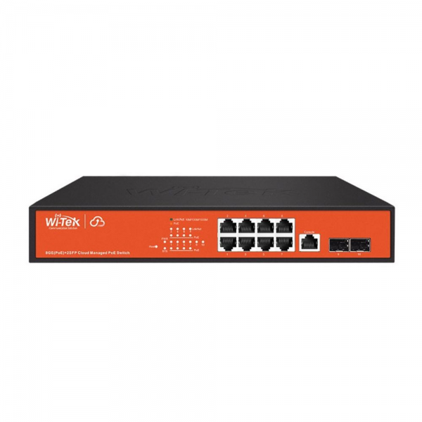 Коммутатор Wi-Tek WI-PCMS310GF 8х10/100/1000 Мбит/с RJ45, 2хSFP1000 Мбит/с, PoE