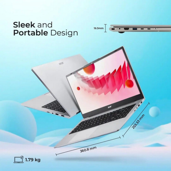 Ноутбук Acer Aspire 3 A325-42 AMD Ryzen 7 7730U/16Gb (1*16 D4)/SSD512Gb/UMA/15.6"/IPS/FHD/1920x1080/NoOS/Silver/1.78kg