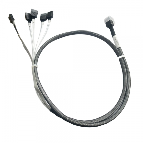 Кабель DiliVing DLHS36-0439 HDmSAS (SFF8643) -to- 4*SATA +SideBand, metall lockers, SAS2.1 (6G), 75cm