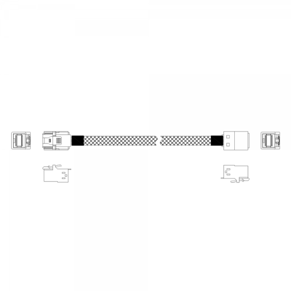 Кабель Miradeed MD-6715028, HDmSAS SFF8643 -to- HDmSAS SFF8643 + SideBand , SAS 3.0 (12G), 85 Ohm, 80cm