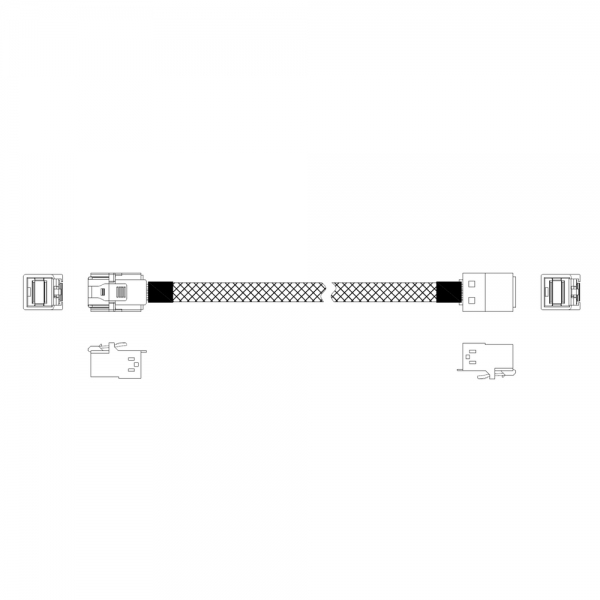 Кабель Miradeed MD-6715029, HDmSAS SFF8643 -to- HDmSAS SFF8643 + SideBand , SAS 3.0 (12G), 85 Ohm, 60cm