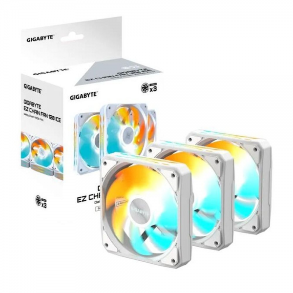 Вентилятор в корпус GIGABYTE GP-GBT EZFAN1203 ICE 3X120mm ARGB FANs set. PWM, 3 Pin