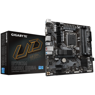 Материнская плата Gigabyte Bad Pack B760M DS3H DDR4, Socket 1700, Intel®B760, 4xDDR4-3200, D-SUB+HDMI+DP+DP, 1xPCI-Ex16, 2xPCI-Ex1, 4xSATA3(RAID 0/1/5/10), 2xM.2, 8Ch Audio, 2,5GbLan, (2+4)xUSB2.0, (3+2)xUSB3.2, (1+0)xUSB3.2 Type-C™, mATX, RTL {10}