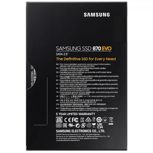 Твердотельный накопитель SSD Bad Pack 2.5" 500GB Samsung 870 EVO Client SSD MZ-77E500 SATA 6Gb/s, 560/530, MTBF 1.5M, 3D V-NAND 512MB, 300TBW, 0,33DWPD, RTL (545924) bp