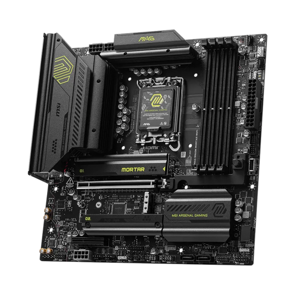 Материнская плата MSI MAG B860M MORTAR WIFI B860, LGA1851, 4*DDR5, 1*PCIEx16, 1*PCIEx4, 3*M.2, 2*TypeC, 3*USB3.2Gen2, 2*USB3.2 Gen1, 8*USB2.0, 4*SATA3.0, 5G, Type-C(DP), DP, HDMI, M-ATX, RTL