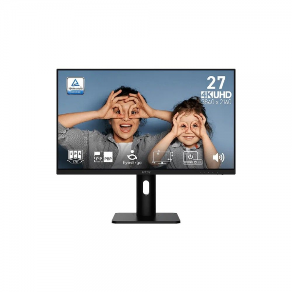 Монитор 27" MSI PRO MP273UP E6 IPS, 3840x2160, 60Hz, 4ms, 300сd/m, 1000:1, HDR | 2xHDMI(2.0b), DP(1.4a) | HAS, Pivot, Swivel, ExPSU, Speakers, Vesa 75, Black