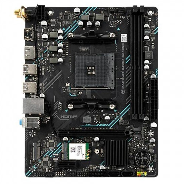 Материнская плата Maxsun MS-B450M GAMING WIFI B450, AM4, 2*DDR4, 1*PCIEx16, 1*PCIEx1, 1*M.2, 6*USB3.2 Gen1, 4*USB2.0, 2*SATA3.0, 1G, DP, HDMI, M-ATX, RTL