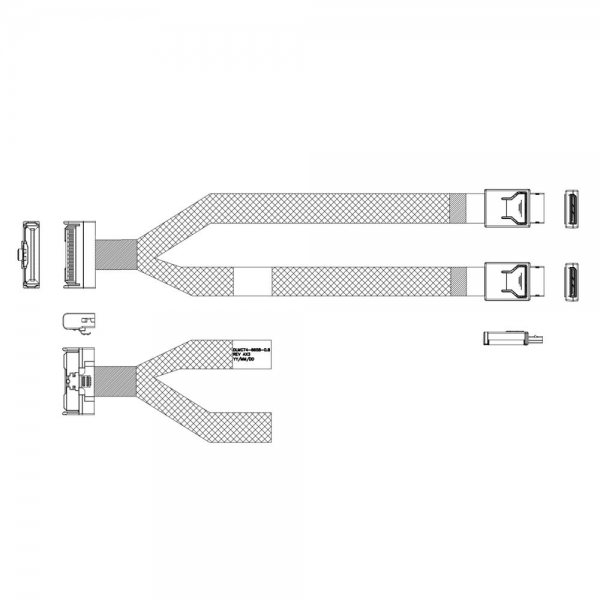 Кабель DiliVing DLMC74-6658 Cable MCIO x8 74P (прямой) -TO- 2x OCuLink x4 42P (прямой) , 85 Ohm, PCIe 4.0, L:80cm (CMC11)