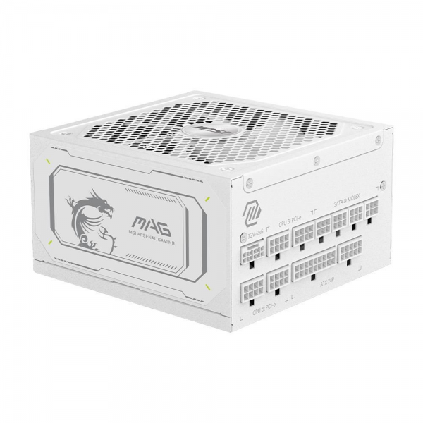 Блок питания ПК MSI MAG A1000GL PCIE5 White 1000W, 80+ Gold, полностью модульный, ATX 3.1, PCIE5.1, БЕЛЫЙ, RTL