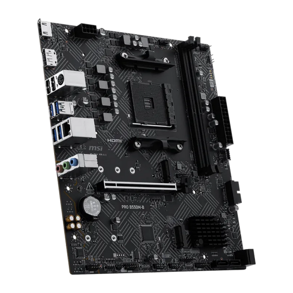 Материнская плата MSI PRO B550M-B B550, AM4, 2*DDR4, 1*PCIEx16, 2*M.2, 1*TypeC, 6*USB3.2 Gen1, 6*USB2.0, 4*SATA3, 1G, DP, HDMI, M-ATX, RTL